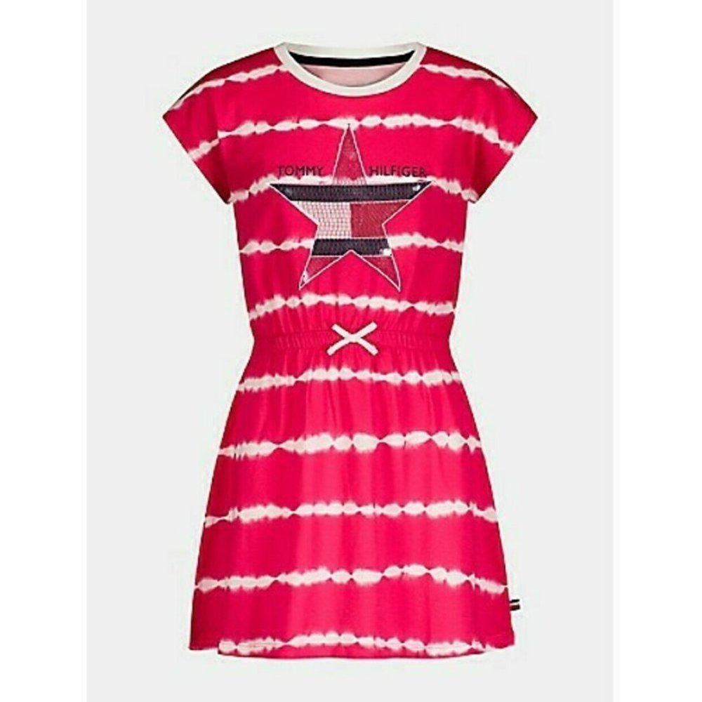 Tommy Hilfiger Girls Tie Dye Star Dress ~ Reversible Sequins ~ XL (16) ~ NWT